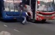 PELEA ENTRE CHOFERES DE BUSES SE TORNA VIOLENTA AL UTILIZAR UN MACHETE.